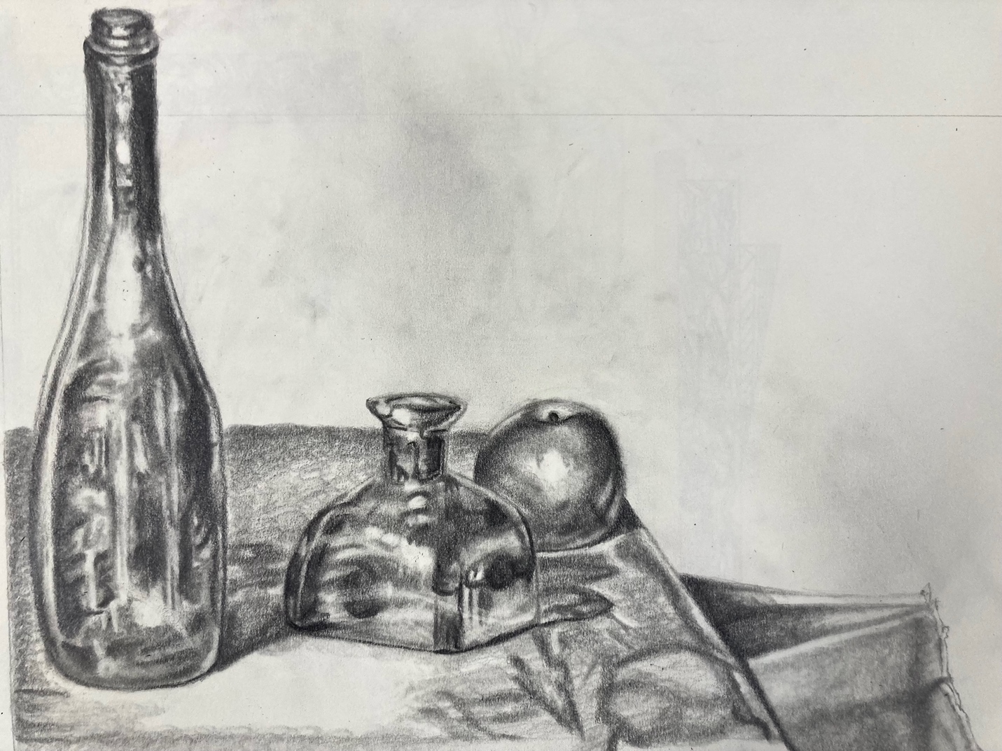 Allie Ladwig, Graphite on Paper, Reflective Objects Value Still Life, AR100 Drawing I, Spring 2023