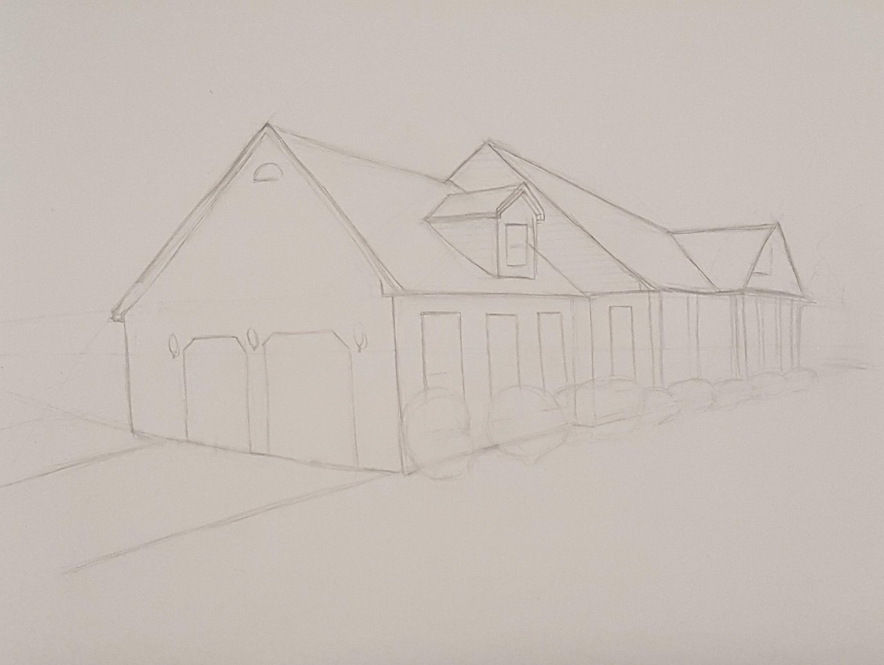 Abby Miller, Graphite on Paper, 18″x24″, 2 Point Angular Linear Perspective Study, AR100 Drawing I, Spring 2020