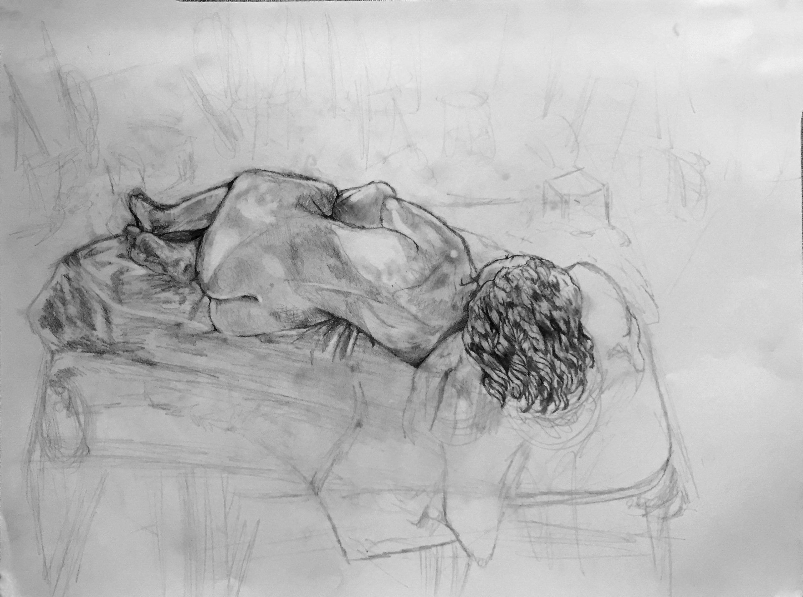 Paige Tucker, 24″x18″, Graphite on Paper, AR202 Figure Drawing, Spring 2018
