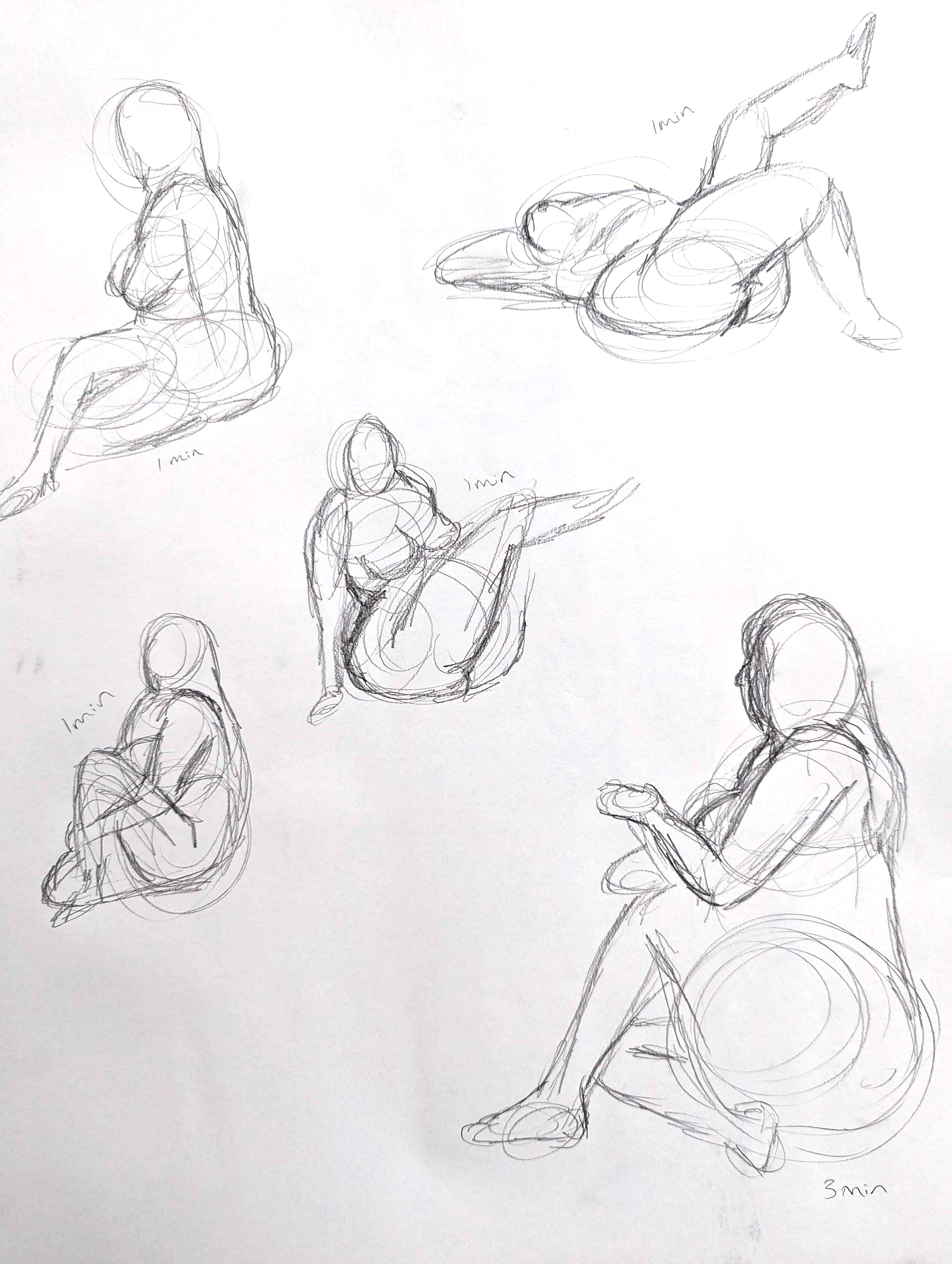 Jacey Harris, Graphite on Sulfite White Paper, 24″x18″, AR202 Drawing II: Figure Drawing, Gesture Drawing, Spring 2024